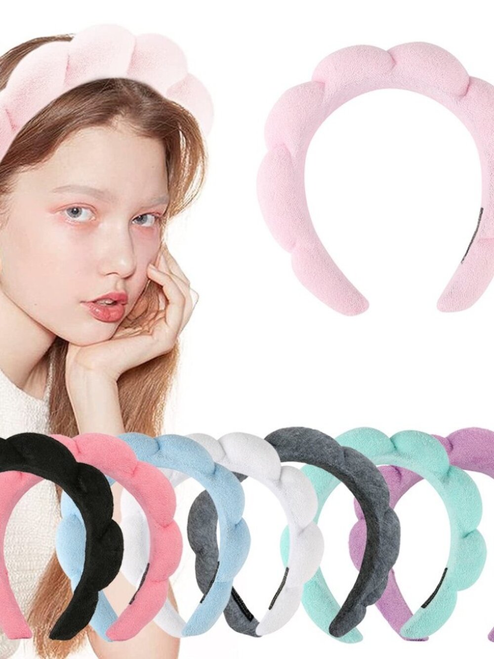 Puffy Spa Headband Terry Cloth Sponge